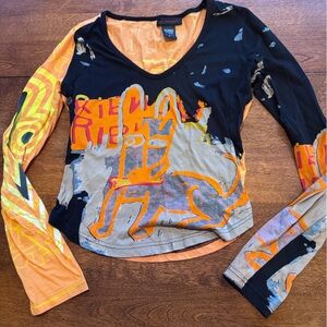 Custo Barcelona- long sleeve shirt - orange/black/yellow - Size 2